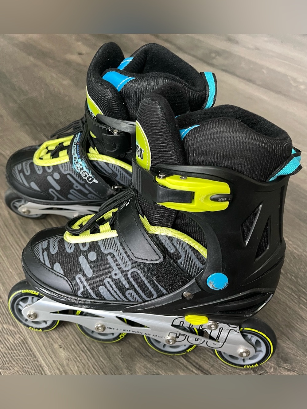 Flying Wheel Rush 360 Pro Skates Kids 4-7 Inline Skate Roller Blades Adjustable
